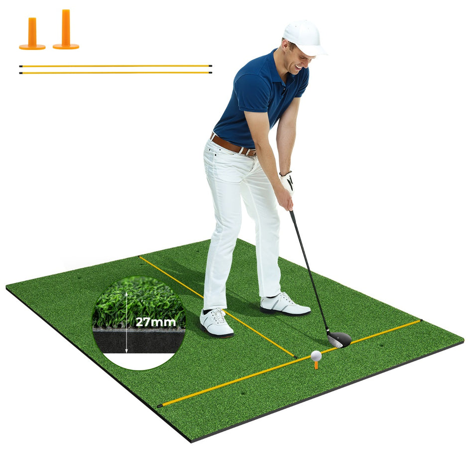 Golfträffmatta – gummi tees och justeringspinnar tee positioner Tjocklek – 2 2 6 152 x 117 cm 27 mm – Grön