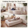 Soffasäng – med bekväma kuddar och minnesskum, benlös soffa/säng i Teddy fleece – 2 – Beige