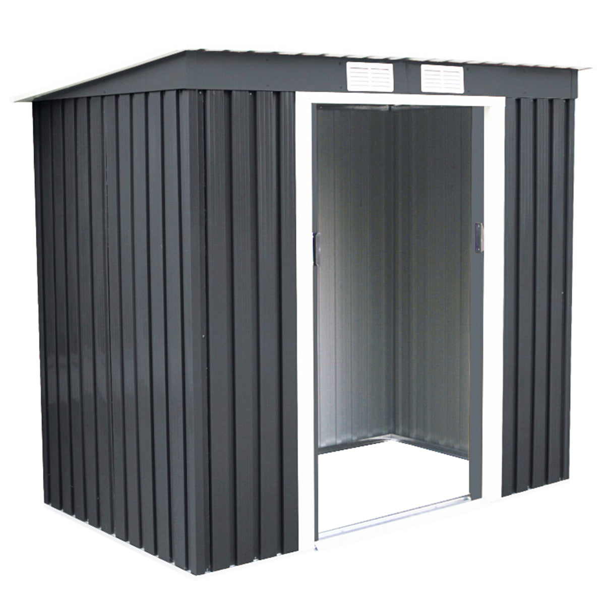 Verktygsbod – i metall trädgårdshus redskapsbod inklusive grund taktak – 213 x 130 x 173 cm – Mörkgrå