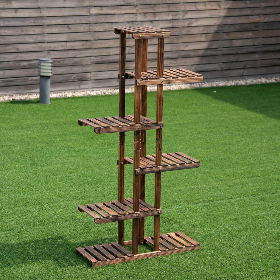 Växttrappa – Trädgård Blomsterhylla Blomstativ – 75 x 25 x 140 cm – Trä