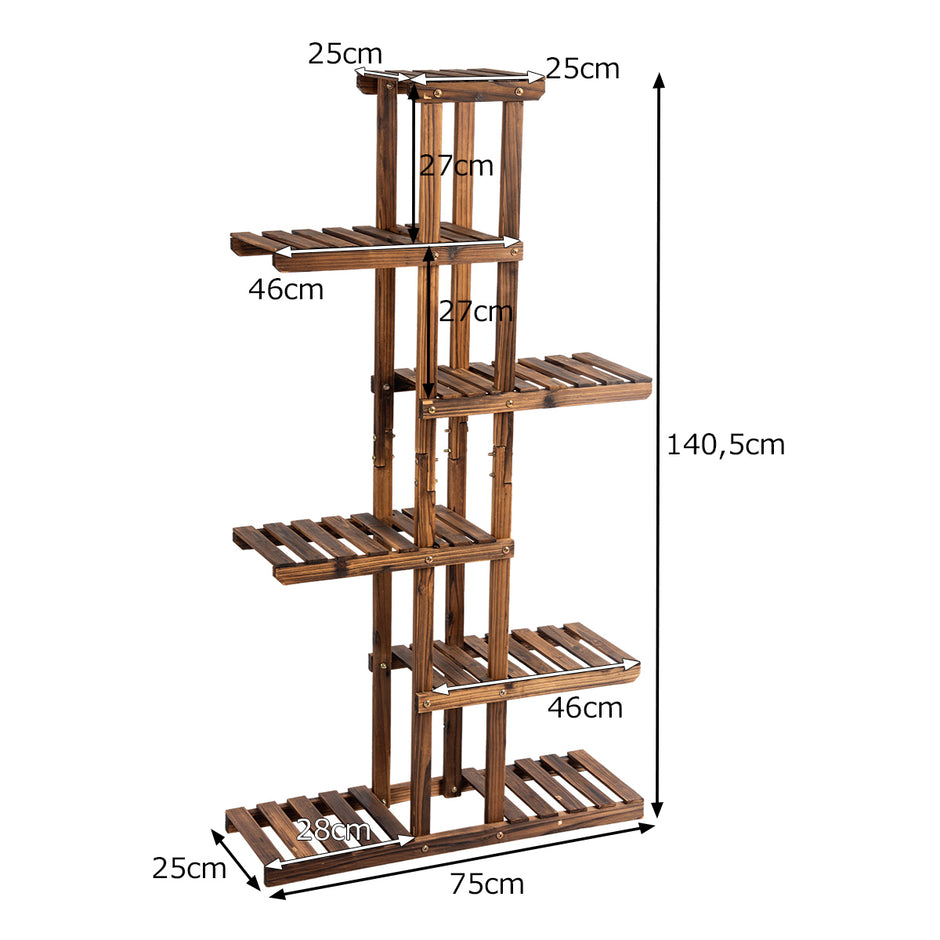 Växttrappa – Trädgård Blomsterhylla Blomstativ – 75 x 25 x 140 cm – Trä