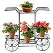 Dekorativt – blomsterställ Växtställ med hyllor Fristående blomstervagn för inom och utomhusbruk Metall – 6 80,5 x 25 x 75 – Svart