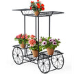 Dekorativt – blomsterställ Växtställ med hyllor Fristående blomstervagn för inom och utomhusbruk Metall – 6 80,5 x 25 x 75 – Svart