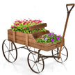 Blomsterställ – Trävagn Blomlåda Växtställ för trädgård – 62 x 34 x 60 cm – Brun