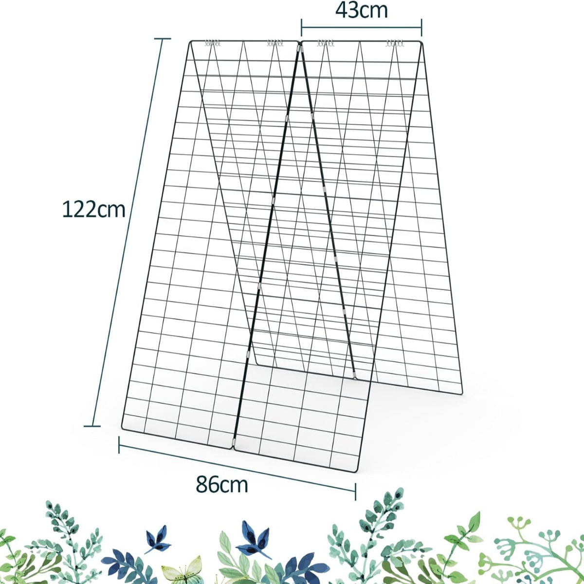 delad – trädgårdsspaljéstöd för klätterväxter – 2 122 x 86 cm – Grön