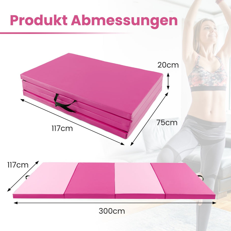Mjuk – golvmatta av konstläder med klätterfäste och bärhandtag – 300 x 117 x 5 cm – Rosa