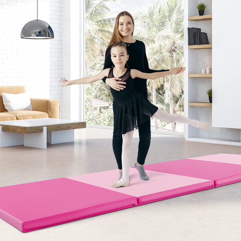 Mjuk – golvmatta av konstläder med klätterfäste och bärhandtag – 300 x 117 x 5 cm – Rosa