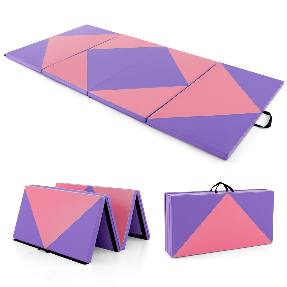 Vikbar – mjuk golvmatta Bärbar Gymnastikmatta Yogamatta – 240 x 117 x 5 cm – Violett