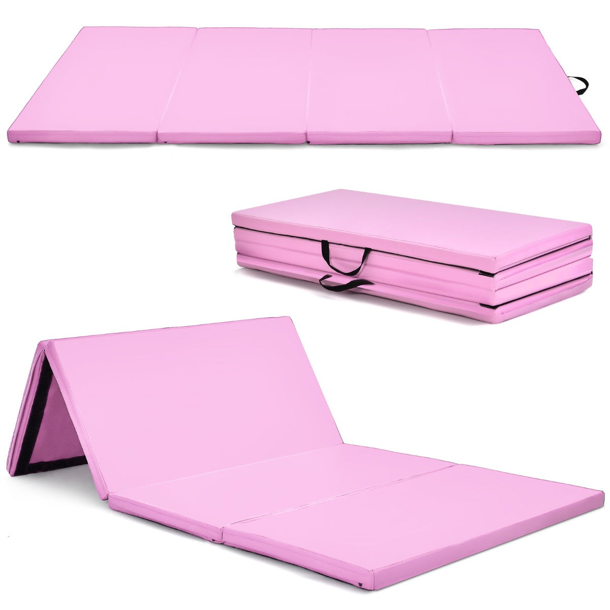 Vikbar – mjuk golvmatta med kardborrefäste och bärhandtag – 2 240 x 120 x 5 cm – Rosa