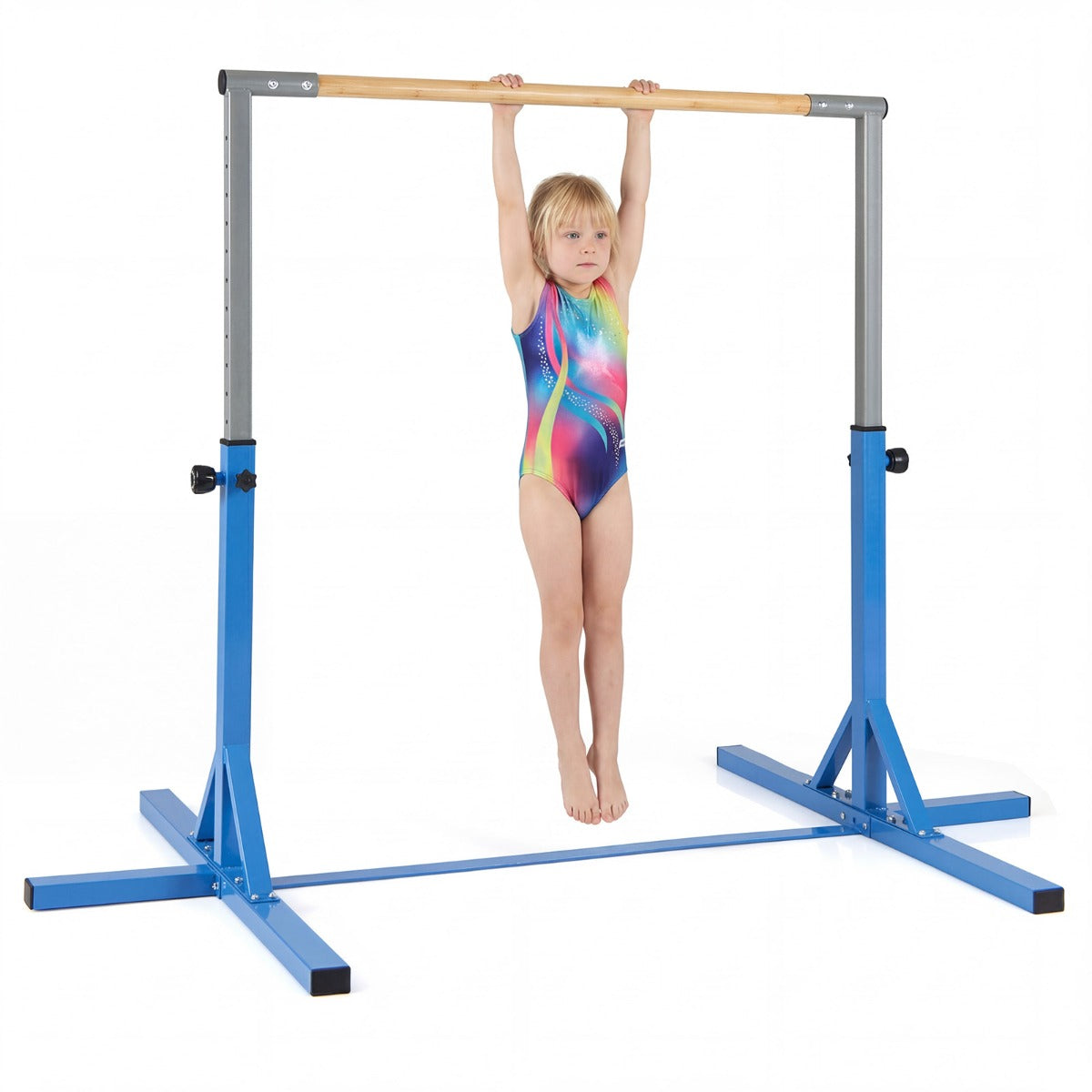 Gymnastikstång – horisontell Barrstång med stegs höjdjustering från – 12 85-145 cm – Blå