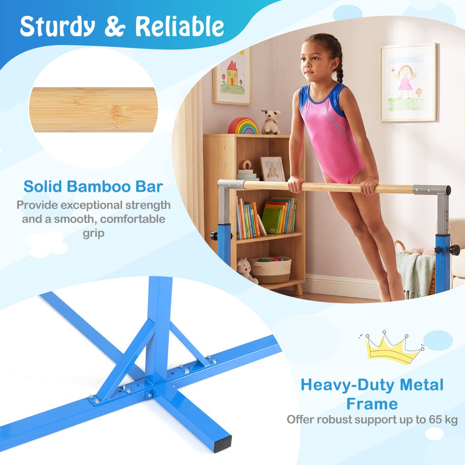 Gymnastikstång – horisontell Barrstång med stegs höjdjustering från – 12 85-145 cm – Blå