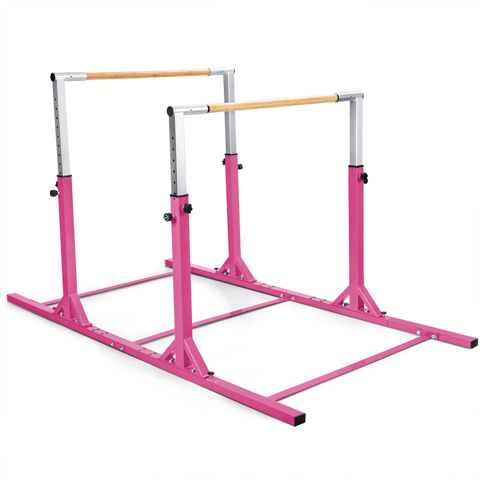 Gymnastikstänger – horisontell stång med justerbar bredd – 250 x 132 x 140 cm – Rosa