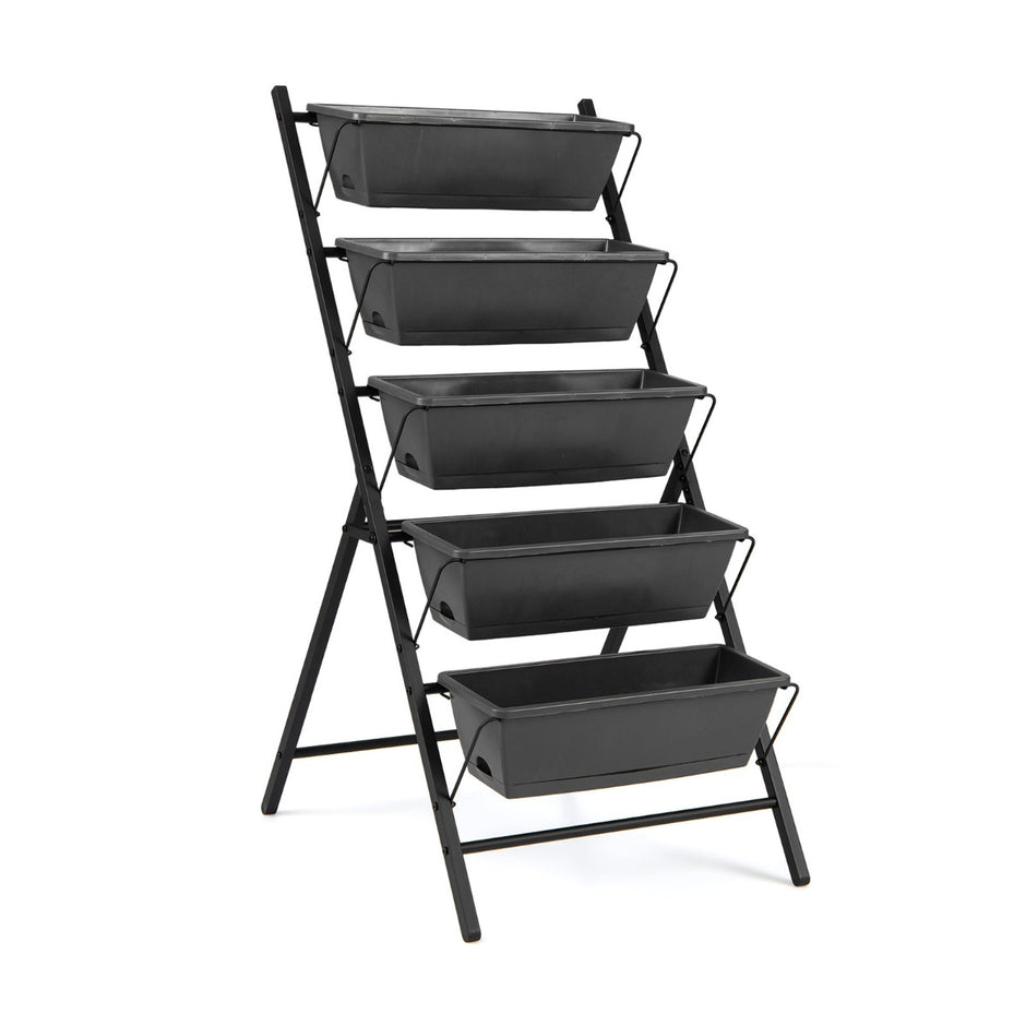 stegs – vertikalt odlingsbädd med uttagbara blomlådor – 5 5 – Svart