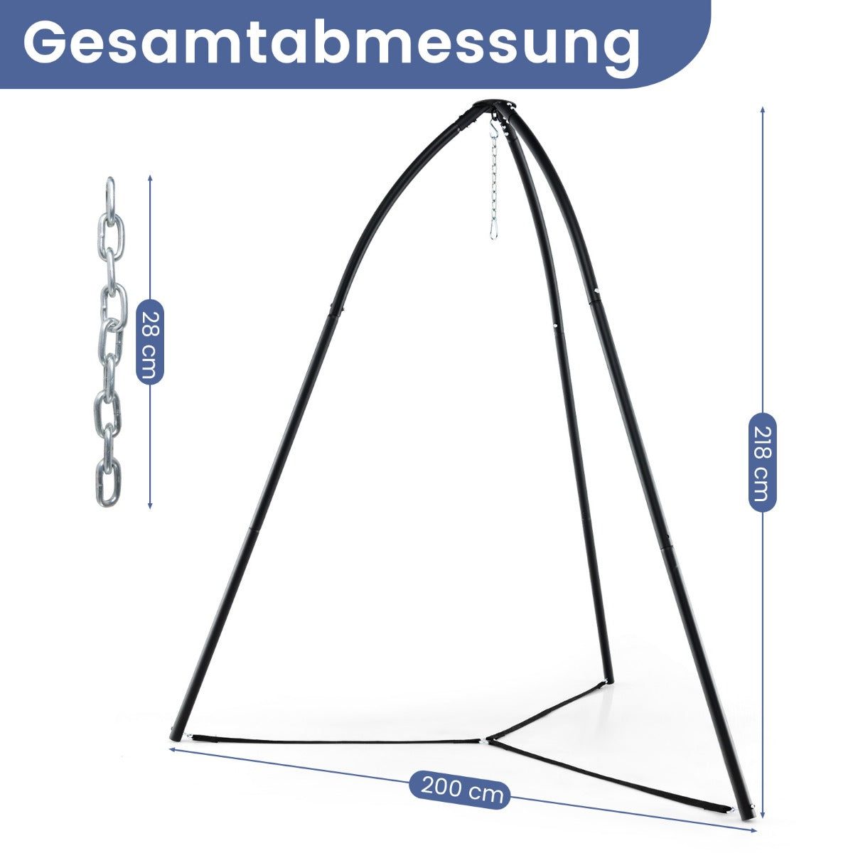 Hängstolsram – med stativram för hängande upp till lastkapacitet – 200 kg 200 x 218 cm – Svart