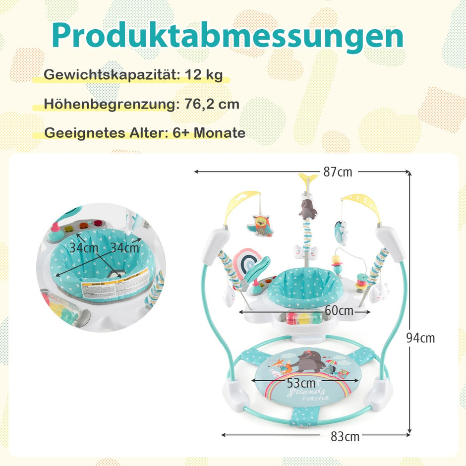 Baby – Sky Jumperoo med justerbar höjd och leksaker speldosa Walker Blue – Blå