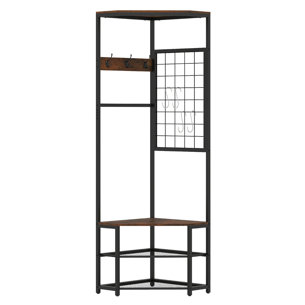 i – Hörnkopparbård från Metall platsbesparande klädhängare med krokar Rustiskt Brun – 3 1 49 x 49 x 171 cm – Rustik brun