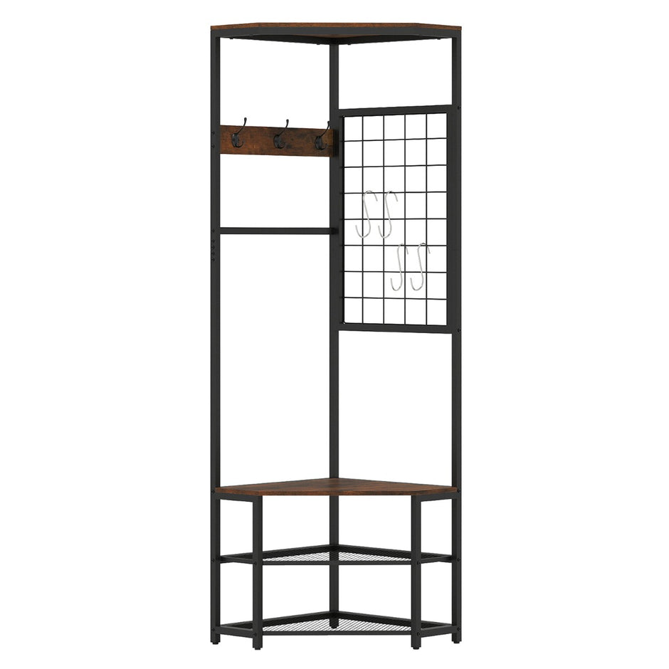 i – Hörnkopparbård från Metall platsbesparande klädhängare med krokar Rustiskt Brun – 3 1 49 x 49 x 171 cm – Rustik brun