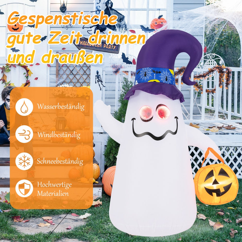 LED uppblåsbar – Halloween spöke med pumpa utomhus skrämmande dekoration – 180 cm – Vit