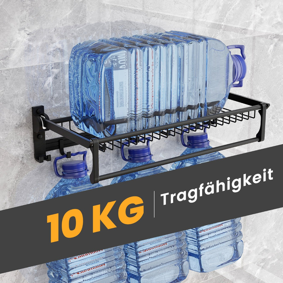 Vikbar – handdukshållare med justerbar handduksstång och rörliga krokar Handdukshängare – Svart