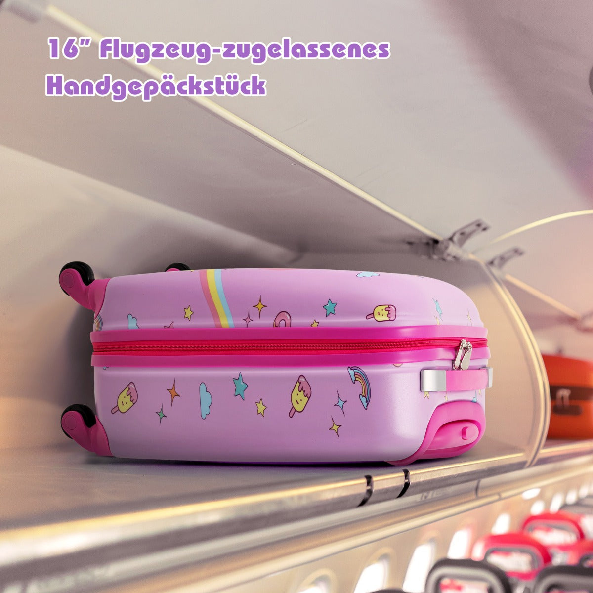 delat – set Barnbagageset tums rullväska med ryggsäck och nackkudde bagagelapp lunchlåda – 5 16 – Rosa