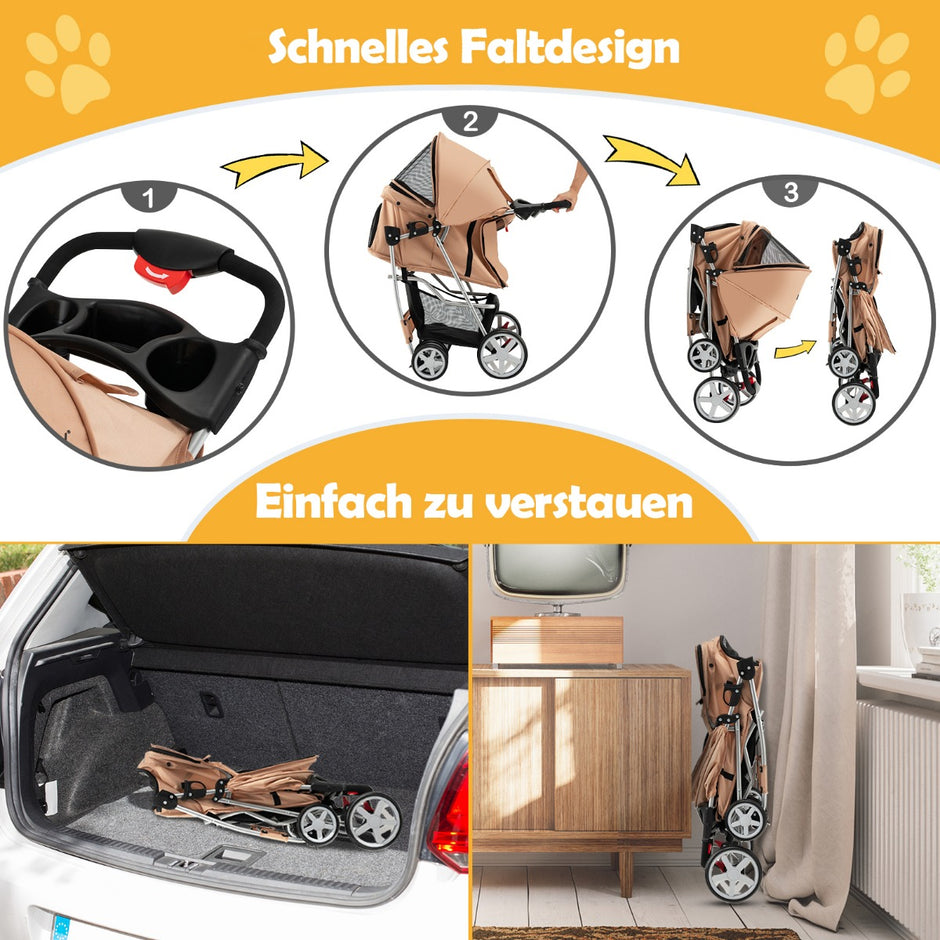 Hundvagn – Husdjursvagn upp till – 15 kg 81 x 45 x 101 cm – Beige