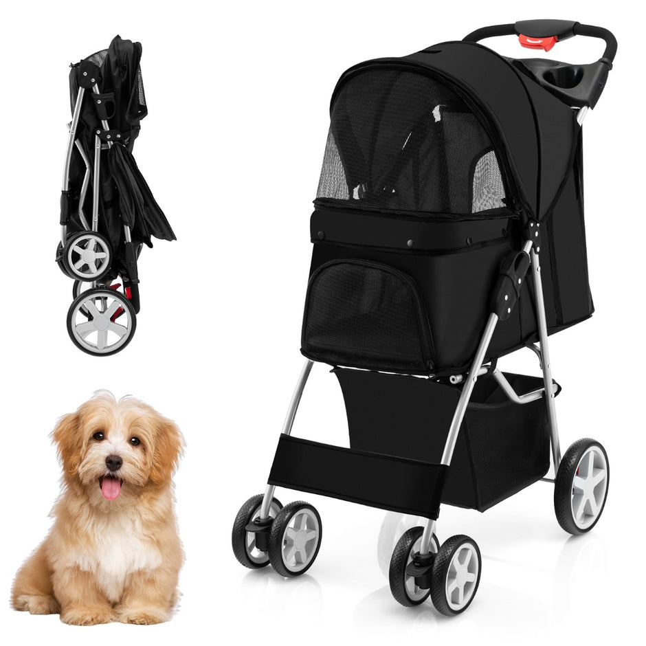 Hundvagn – Husdjur Buggy upp till – 15 kg 81 x 45 x 101 cm – Svart