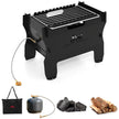 i – kolgrill och gasgrill bärbar eldstad med rostfritt stål galler bärväska – 2 1 – Svart