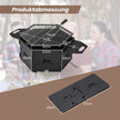 Stor – kolgrill med 360° roterande i eldskål – 2 1 77 x 74 x 38 cm – Svart