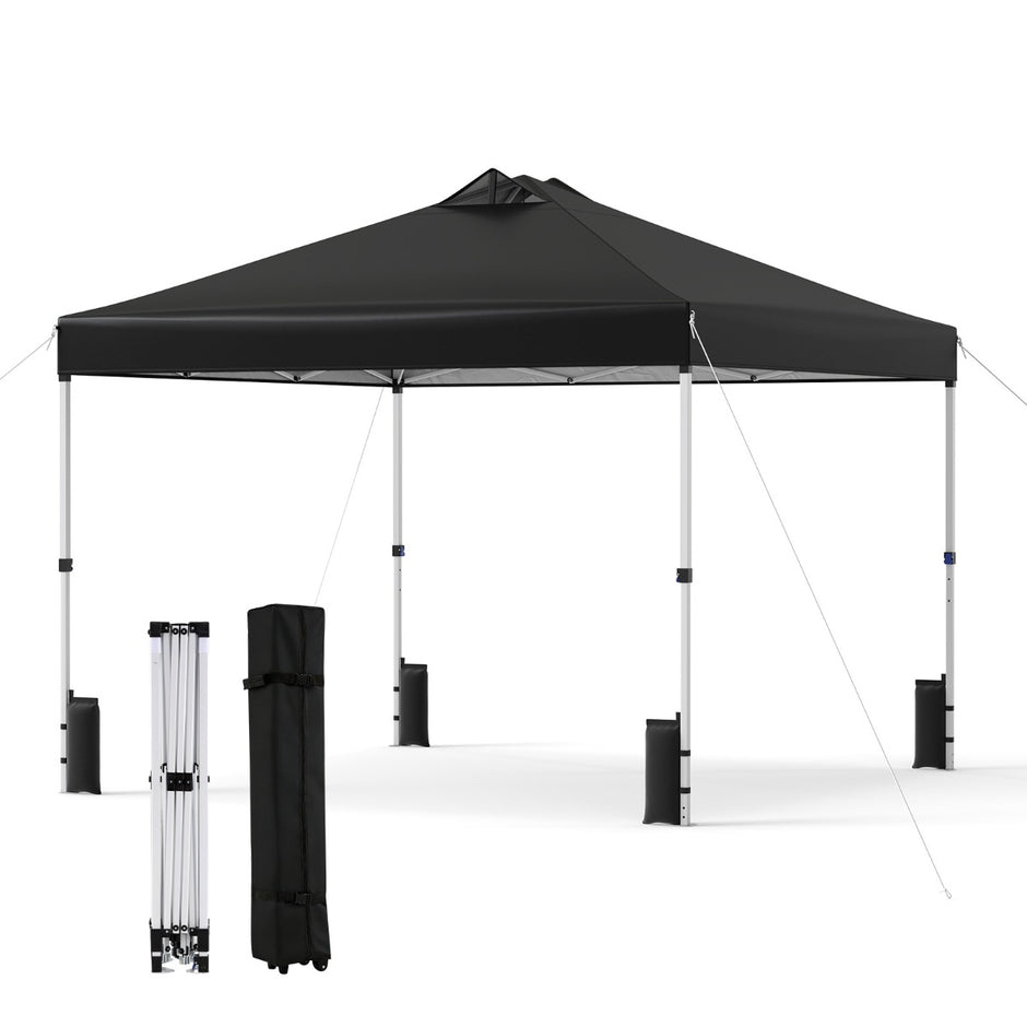 Pop – up paviljong med sandsäckar och markpinnar rep Fällbar – 4 3 x 3 m – Svart