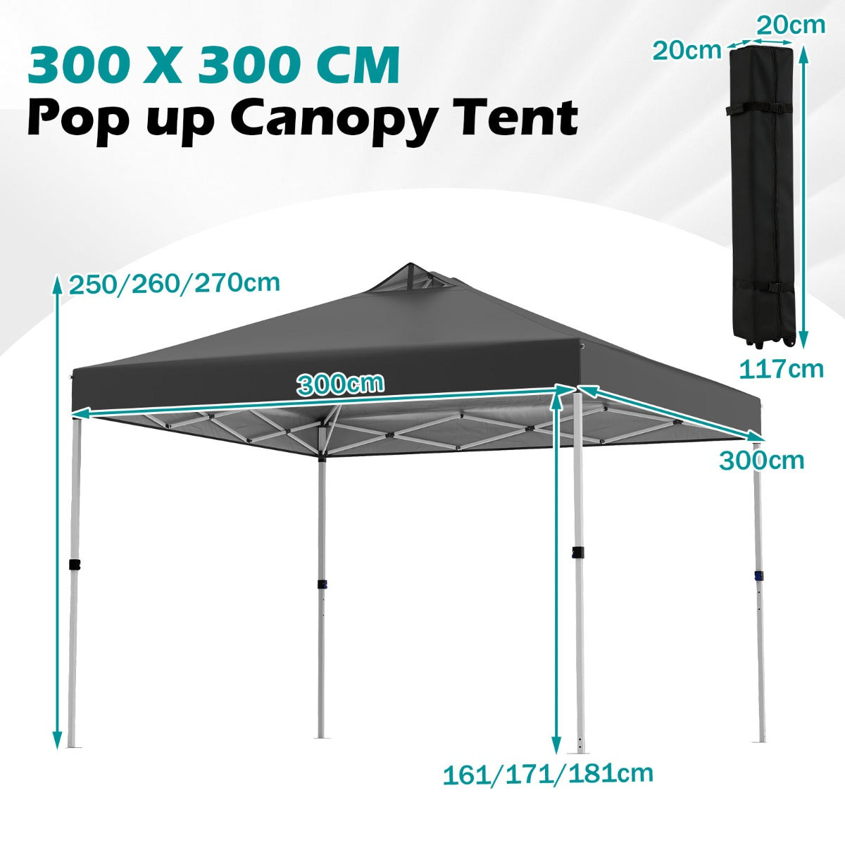 Pop – up paviljong med sandsäckar och markpinnar rep Fällbar – 4 3 x 3 m – Svart