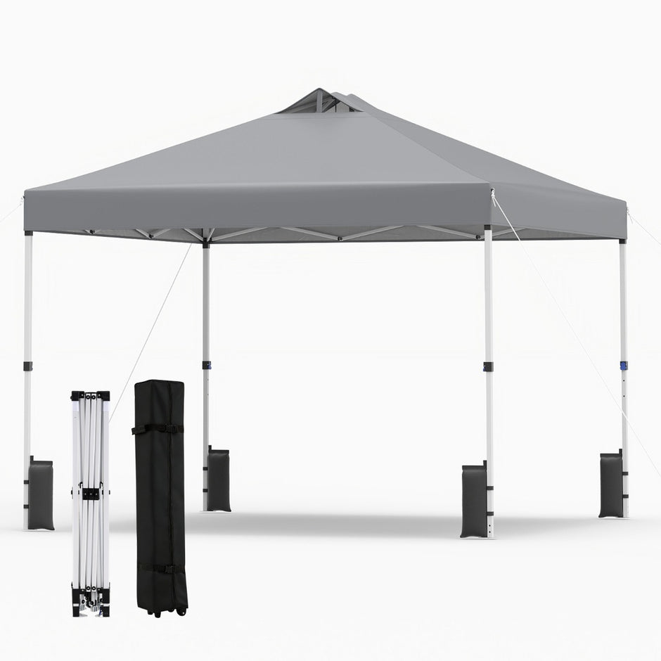 Pop – up paviljong med sandsäckar och markpinnar rep Fällbar – 4 3 x 3 m – Grå