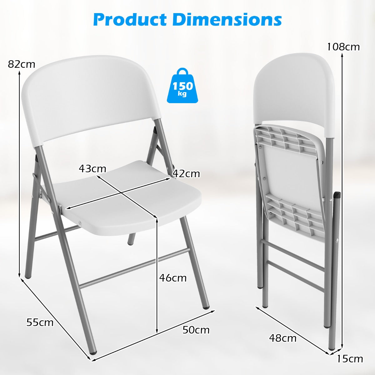 pack – Hoppstolar i metall och konstläder med bärförmåga Gäststolar Vitt – 6 150 kg – Vit