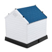 Hundkennel – tillbehör i plast Hundhus för trädgård + – 87,7 x 78,5 x 81,5 cm – Blå och vit