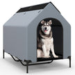 i – hundkennel och upphöjd hundsäng Hundstol utomhus husdjurshus med andningsbart nättyg grått – 2 1 84 x 132 x 114 cm – Grå