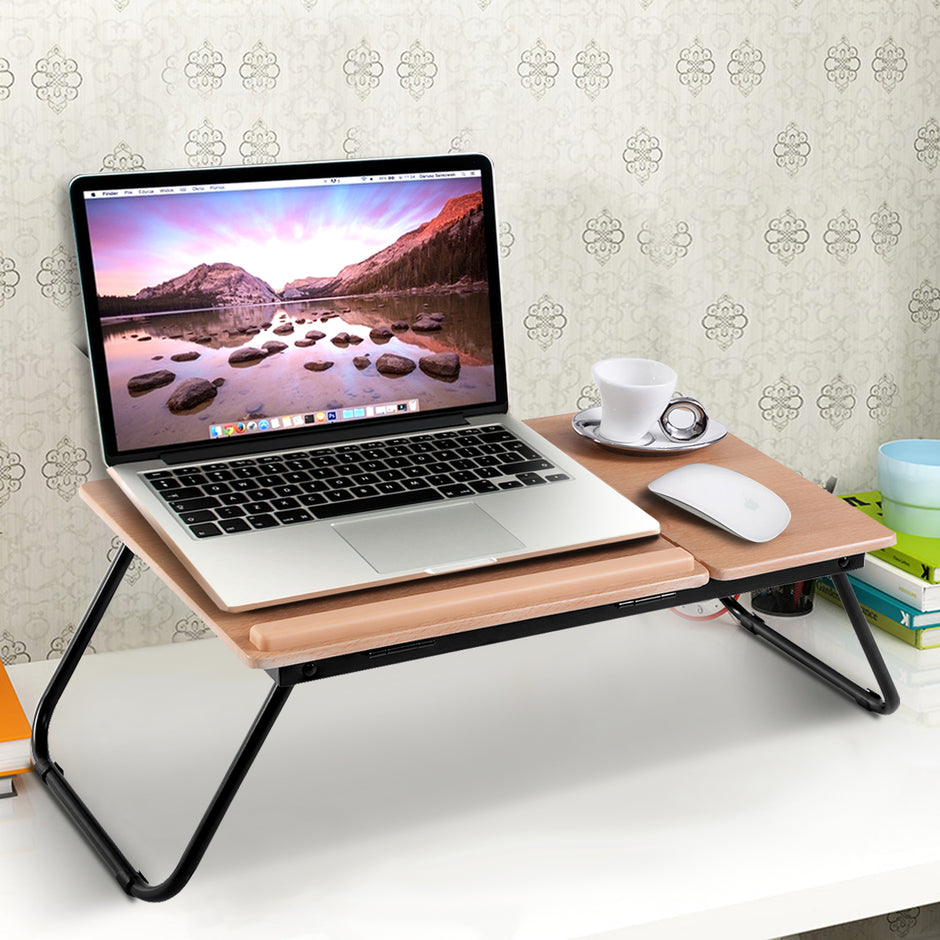 Hopfällbart – Laptopbord Sängbord Anteckningsbokbord – 55 x 32 x 23 cm – Natur