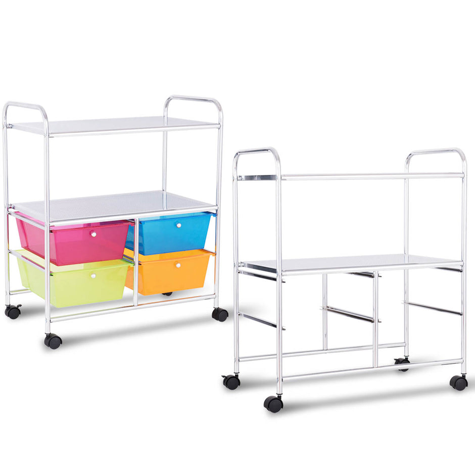 Vagn – lådor badrumsrullcontainer med hjul – 4 58,5 x 37 x 75 cm – Färgglad