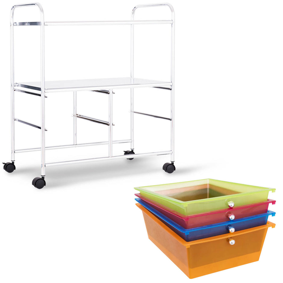 Vagn – lådor badrumsrullcontainer med hjul – 4 58,5 x 37 x 75 cm – Färgglad