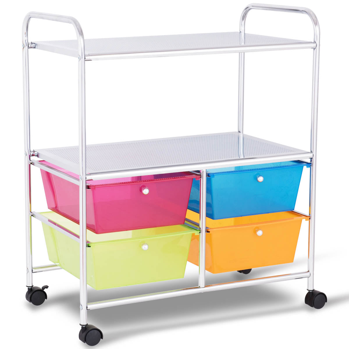 Vagn – lådor badrumsrullcontainer med hjul – 4 58,5 x 37 x 75 cm – Färgglad