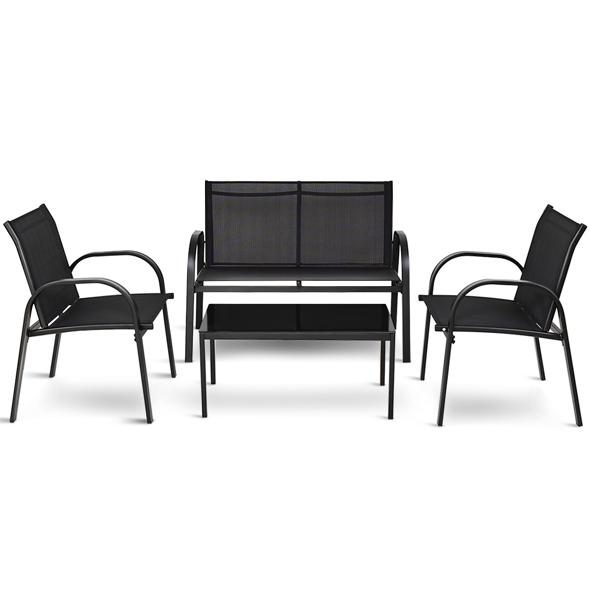 delat – utemöbler set trädgårdsmöbler lounge sittgrupp – 4 – Svart