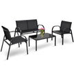 delat – utemöbler set trädgårdsmöbler lounge sittgrupp – 4 – Svart