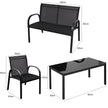 delat – utemöbler set trädgårdsmöbler lounge sittgrupp – 4 – Svart