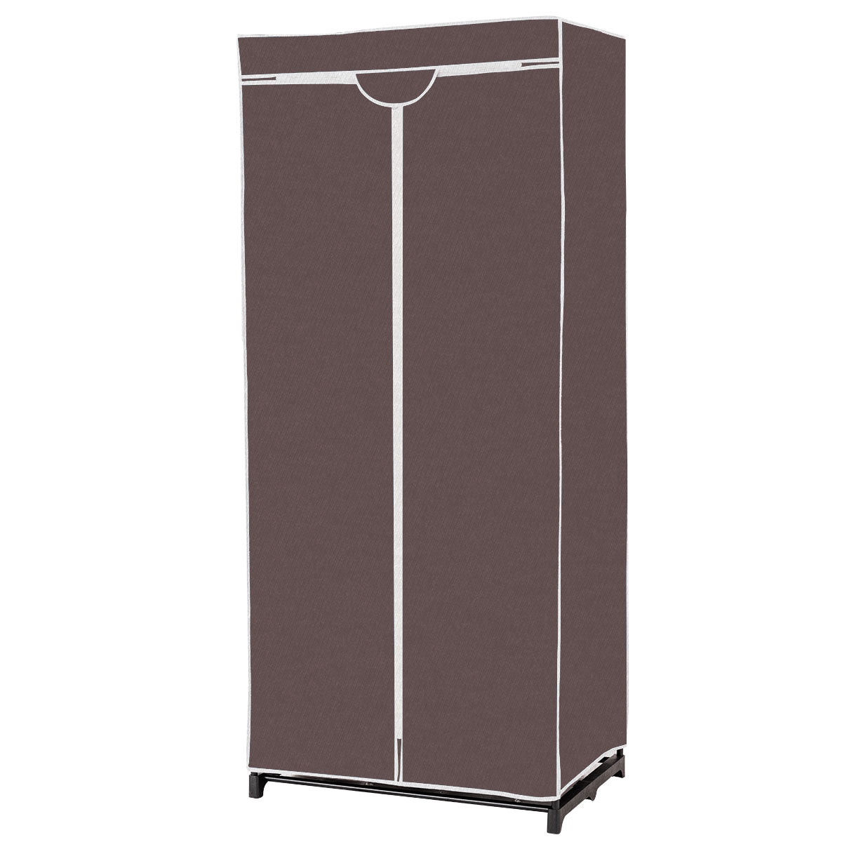 Garderob – textilskåp tygskåp med klädstång – 75 x 50 x 170 cm – Brun