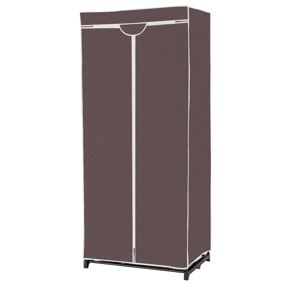 Garderob – textilskåp tygskåp med klädstång – 75 x 50 x 170 cm – Brun