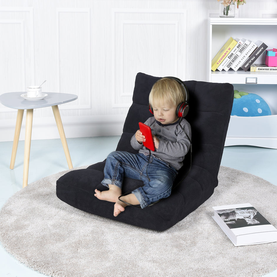 Golvstol – Fällbar Lazy Sofa Tatami Golvkudde /Grå/Kaffe – Svart