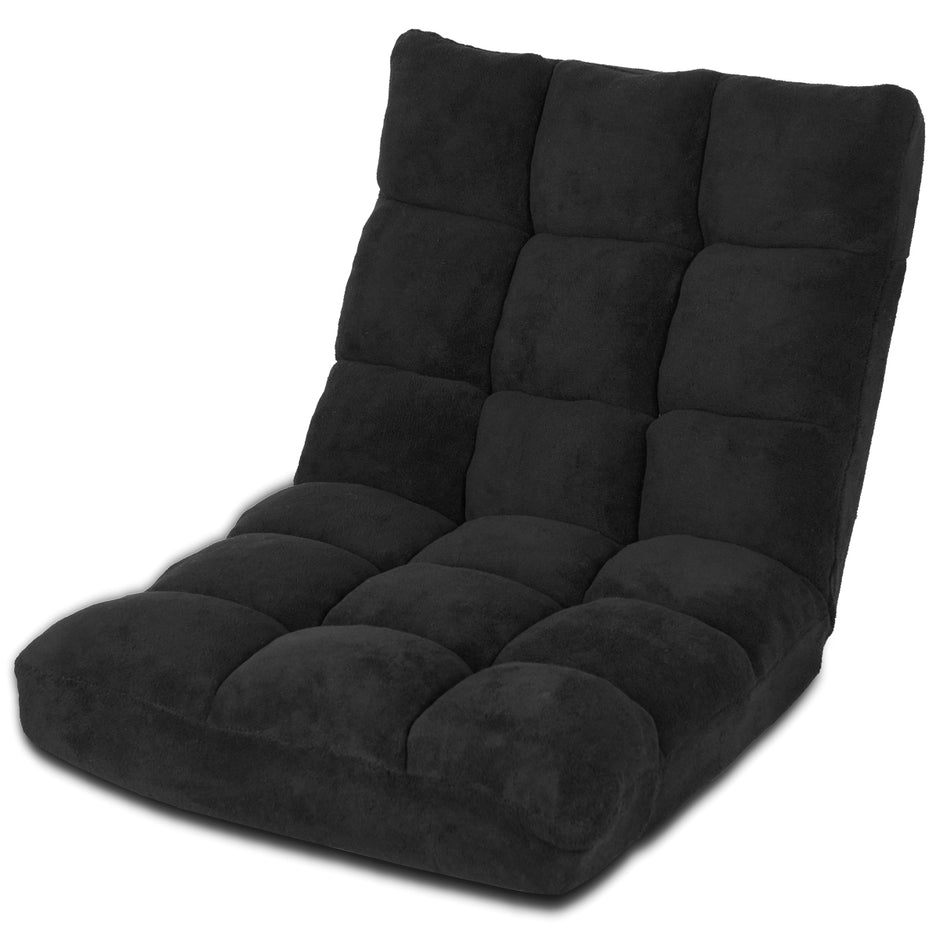 Golvstol – Fällbar Lazy Sofa Tatami Golvkudde /Grå/Kaffe – Svart