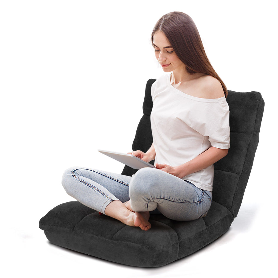 Golvstol – Fällbar Lazy Sofa Tatami Golvkudde /Grå/Kaffe – Svart