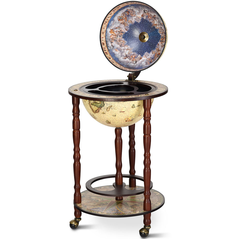 Solid – Wood Globe Mini Bar Hem Flaskställ – Natur