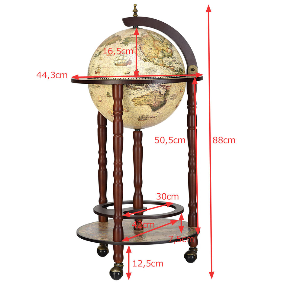 Solid – Wood Globe Mini Bar Hem Flaskställ – Natur