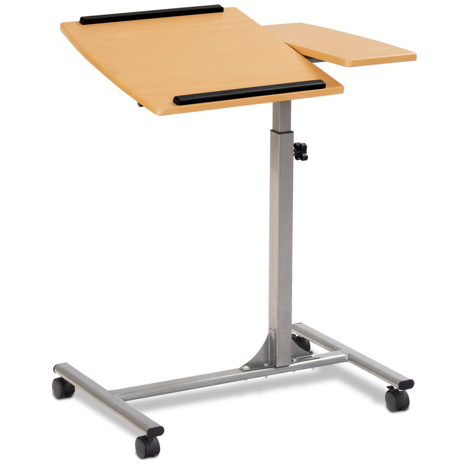 Laptopbord – Höjdjusterbart notebookbord Sängbord med hjul och bromsar Naturligt – 64 x 44 x 64-95 cm – Natur