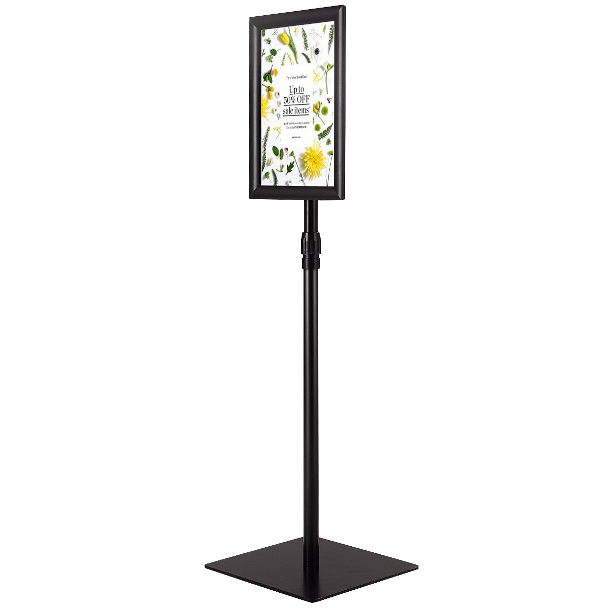 DIN A4 – Informationsställ Höjdjusterbart Avtagbart Posterställ Silver/ – 33 x 24 cm – Svart